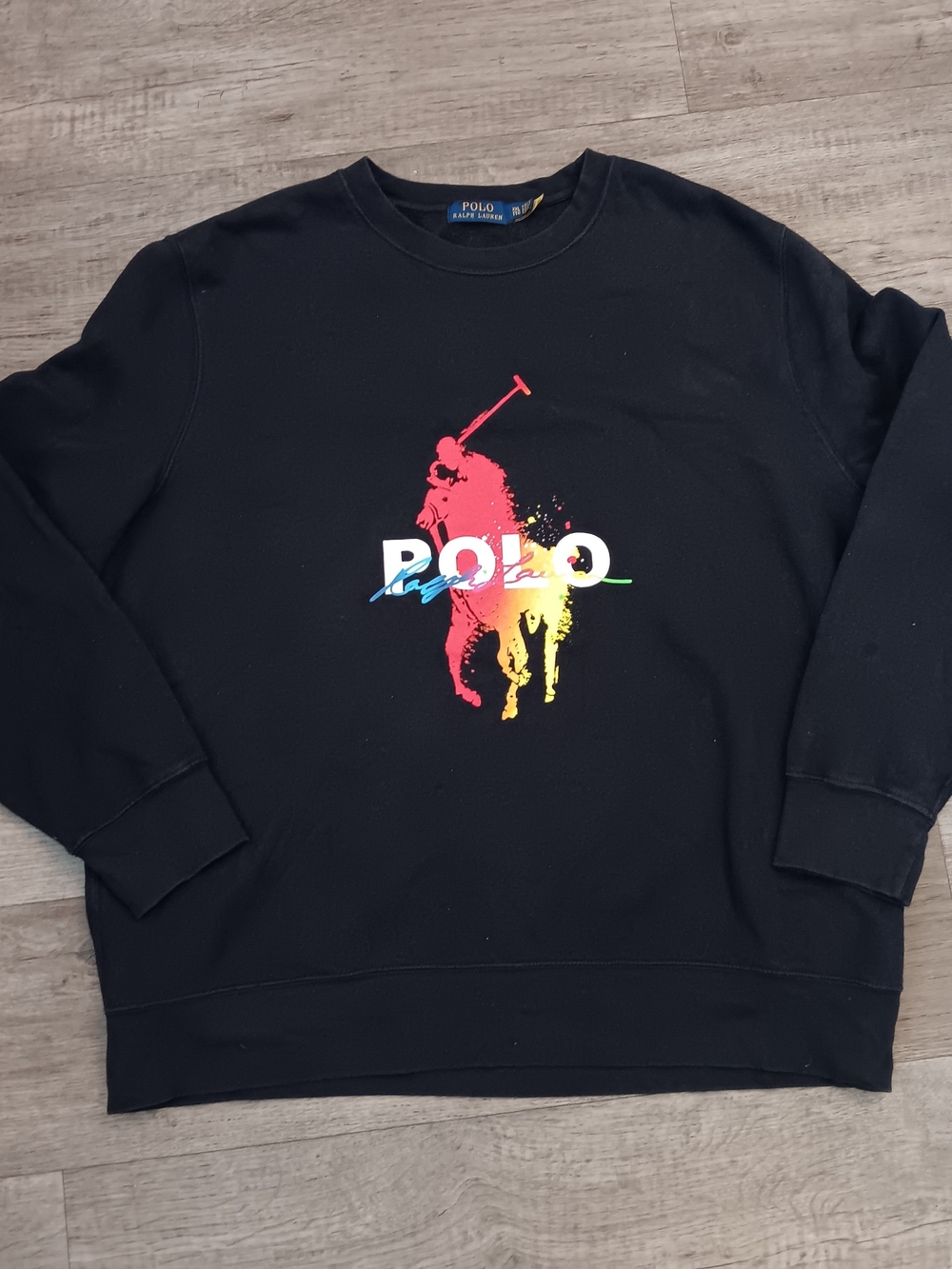 Polo by Ralph Lauren Men’s Black Crewneck Sweatshirt with Multicolor Polo Logo